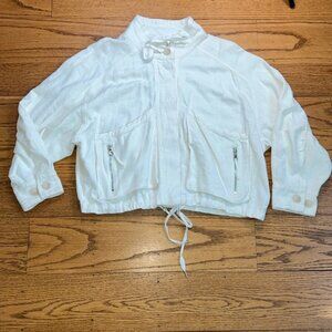 Blank NYC Cream Linen Beachy Capsule Wardrobe Bomber Jacket CC